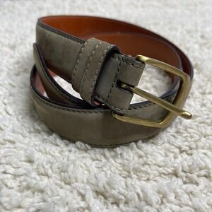 Coach Loden Green Leather Belt with Gold Buckle